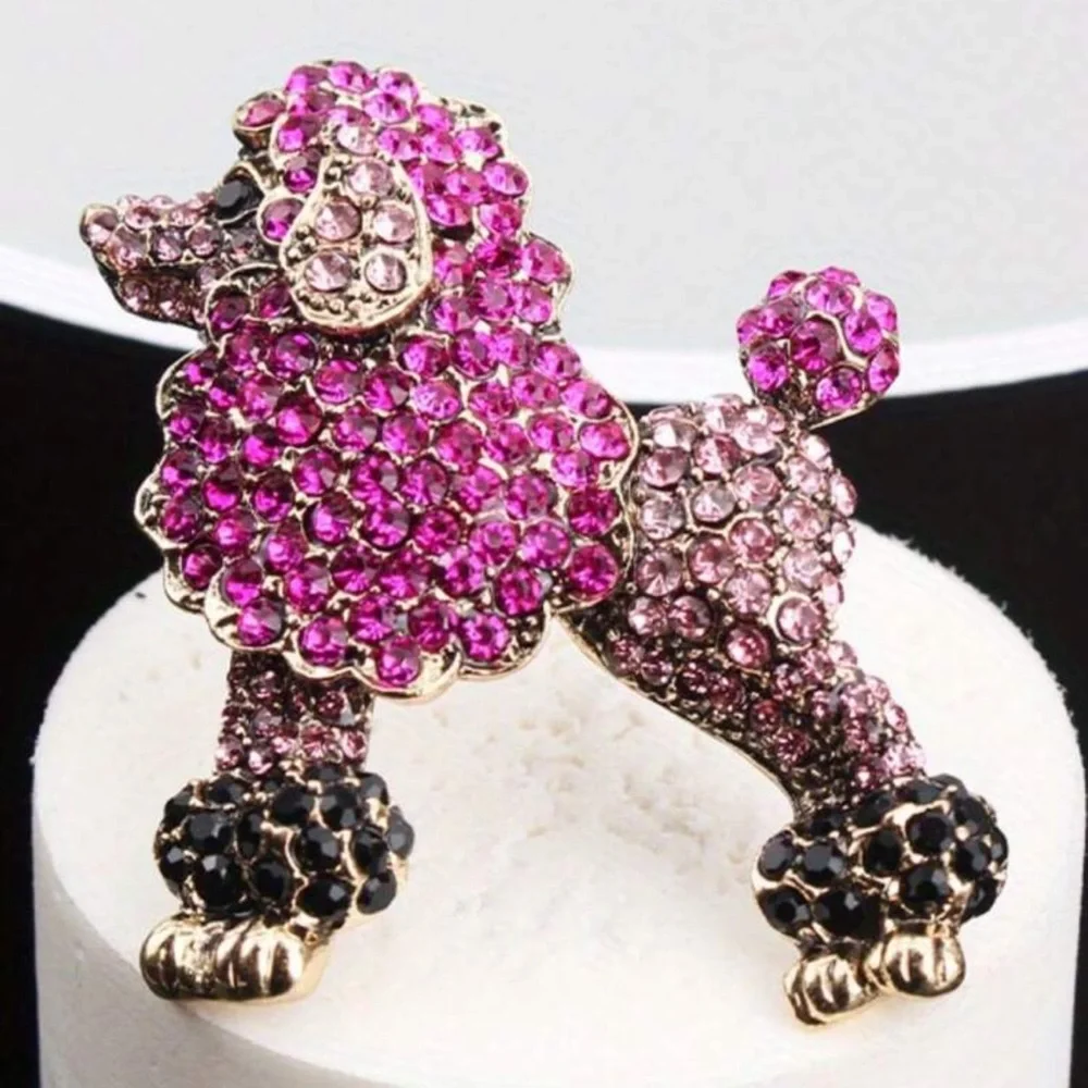 Poodle Dog Brooch, Pink Poodle Brooch, Poodle Jewelry